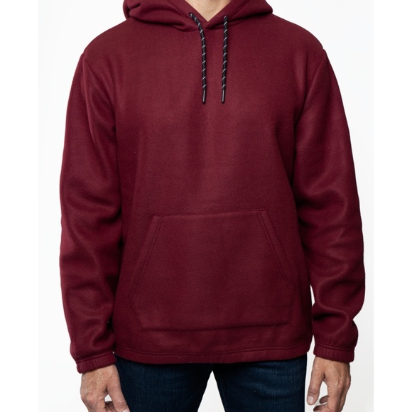 NEW Men's Lazer Medium Polar Fleece Pullover Hooded Sweatshirt Maroon - Picture 3 of 3